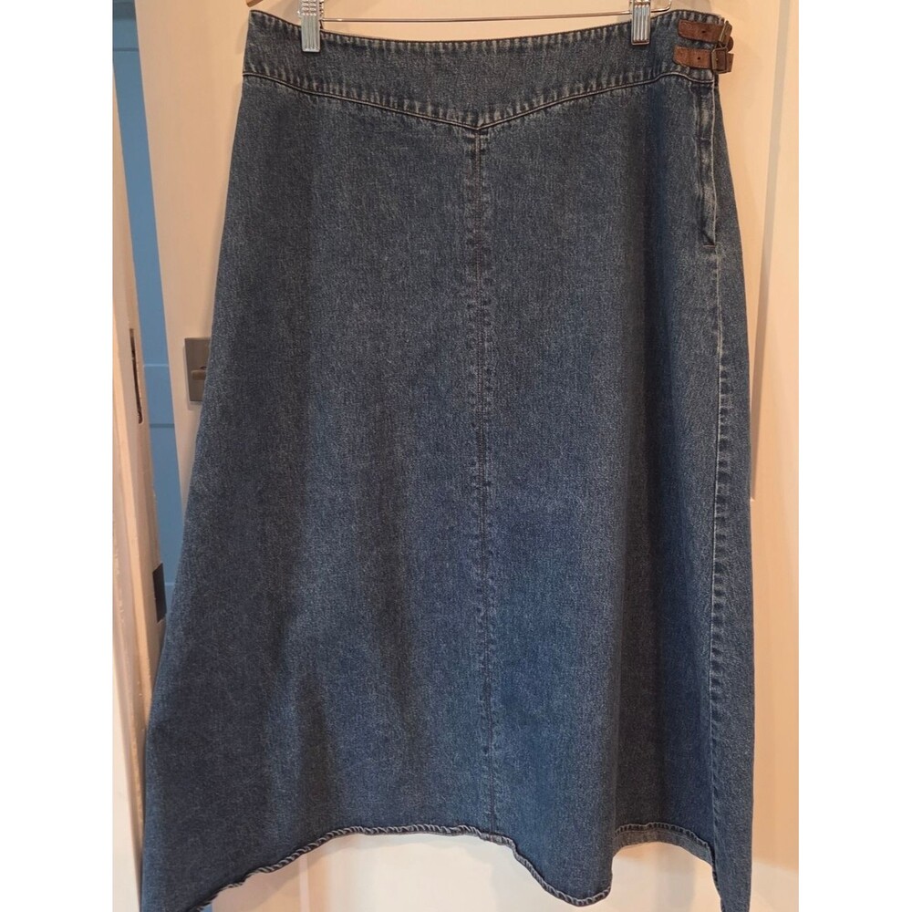 Lauren Ralph Lauren Denim Maxi Skirt Dark Academia Western Boho Y2K Buckle